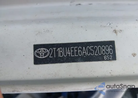 2010 Toyota Corolla Le z USA, uszkodzony, nr VIN 2T1BU4EE6AC520896